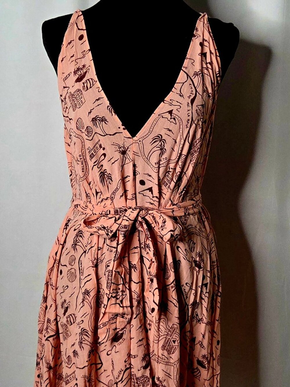 & Other Stories Paris Atelier Tropic Map Print Sleeveless Pintuck Dress